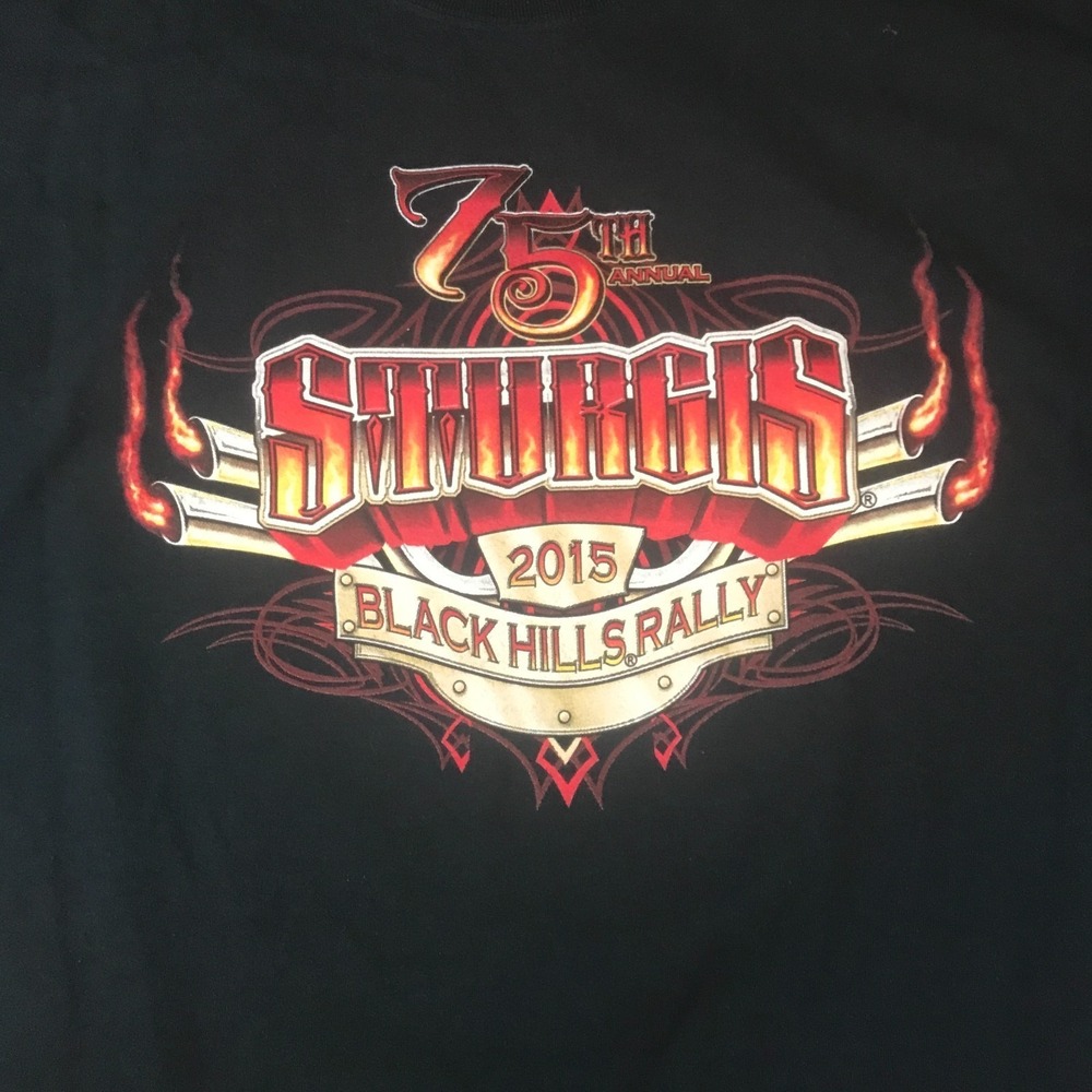 Gildan Sturgis Black Hills Rally Shirt Mens Large Black Good 75th Anniversary - Picture 2 of 11
